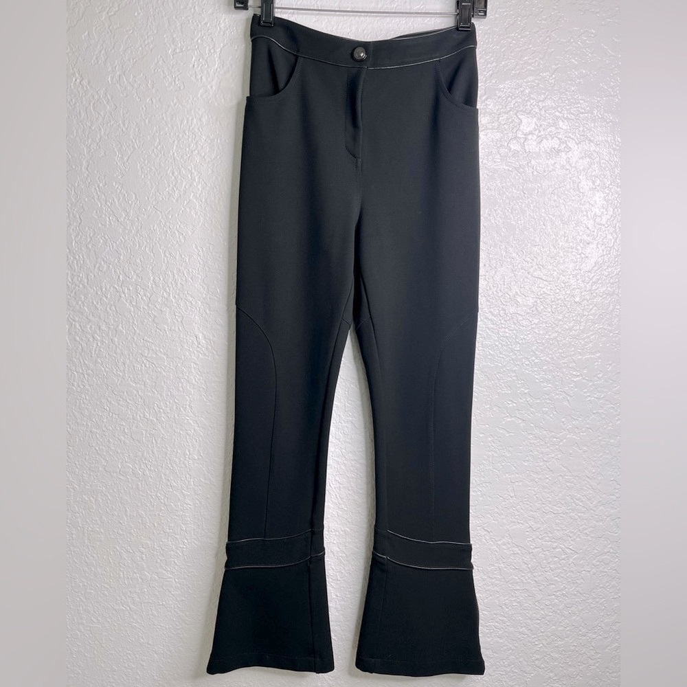 GIVENCHY Black Stretch Viscose Blend Lambskin Leather Trim Ski Pant